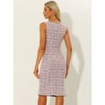 thumbnail image 3 of Unique Bargains Women's Summer Sleeveless Elegant Plaid Bodycon Dress XL Pink, 3 of 6