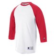 thumbnail image 1 of Champion Mens Raglan Baseball T-Shirt, S, White/Scarlet, 1 of 2