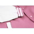 thumbnail image 3 of Men's Classic Two Tone Snap Button College Sports Letterman Varsity Jacket (Pink/White, M), 3 of 3