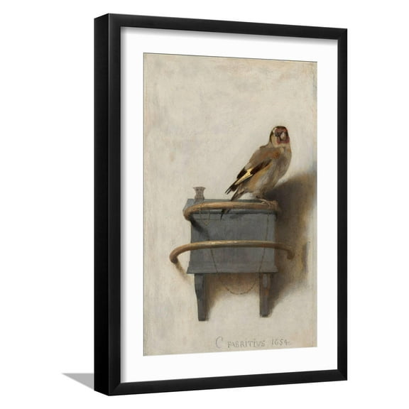 Art.com The Goldfinch, 1654 Giclee Print by Carel Fabritius, Black Frame Wall Art, 17" x 23"