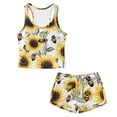 thumbnail image 4 of Xoenoiee Sunflower Bee Print Girls Tankini Swimsuit 2 Piece Bathing Suits Swimwear for Girls Round Neck Swim Tank Top with Bottoms, 6-7 Years, 4 of 7