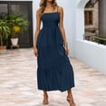 thumbnail image 2 of OSOLU Solid Color Women Summer Boho Maxi Dress Casual Sleeveless Spaghetti Strap Tiered Flowy Beach Wedding Guest Party With Ruffled Hem Cute Sundress Dresses For Women 2025 Elegant Classy, 2 of 5