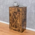 thumbnail image 5 of 13 Gallon Tilt Out Trash Cabinet with 2 Drawers Wood Hidden Kitchen Recycling Cabinet Free Standing Pet Proof Trash Can Laundry Cabinet for Kitchen (Rustic Brown), 5 of 14