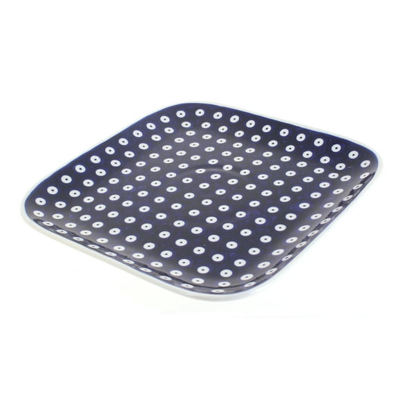 Blue Rose Polish Pottery Dots Large Square Plate