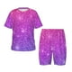 thumbnail image 1 of Balery Purple Glitter Conjunto de Pijama Infantil de Manga Corta con Estampado – Ropa de Dormir de Algodón Suave-X-Large, 1 of 6