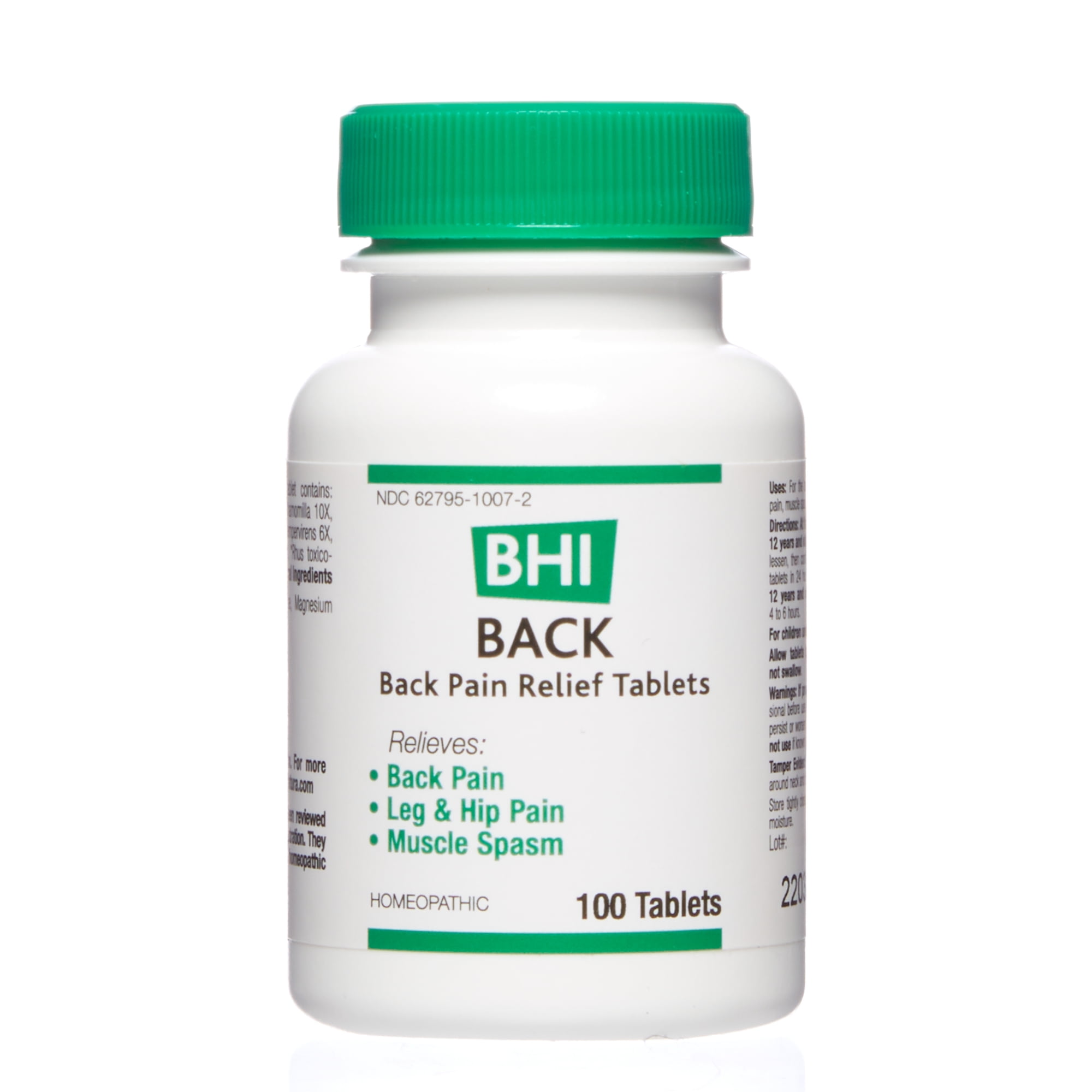 BHI Back Pain Relief Tablets, Natural Homeopathic, 100 Tabs