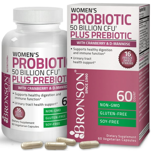 Bronson Women's Probiotic 50 Billion CFU + Prebiotic with Cranberry & D