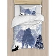 thumbnail image 3 of Moose King Size Duvet Cover Set, Forest Design Abstract Woods North American Wild Animals Deer Hare Elk Trees, Decorative 3 Piece Bedding Set with 2 Pillow Shams, Black White Grey, by Ambesonne, 3 of 3