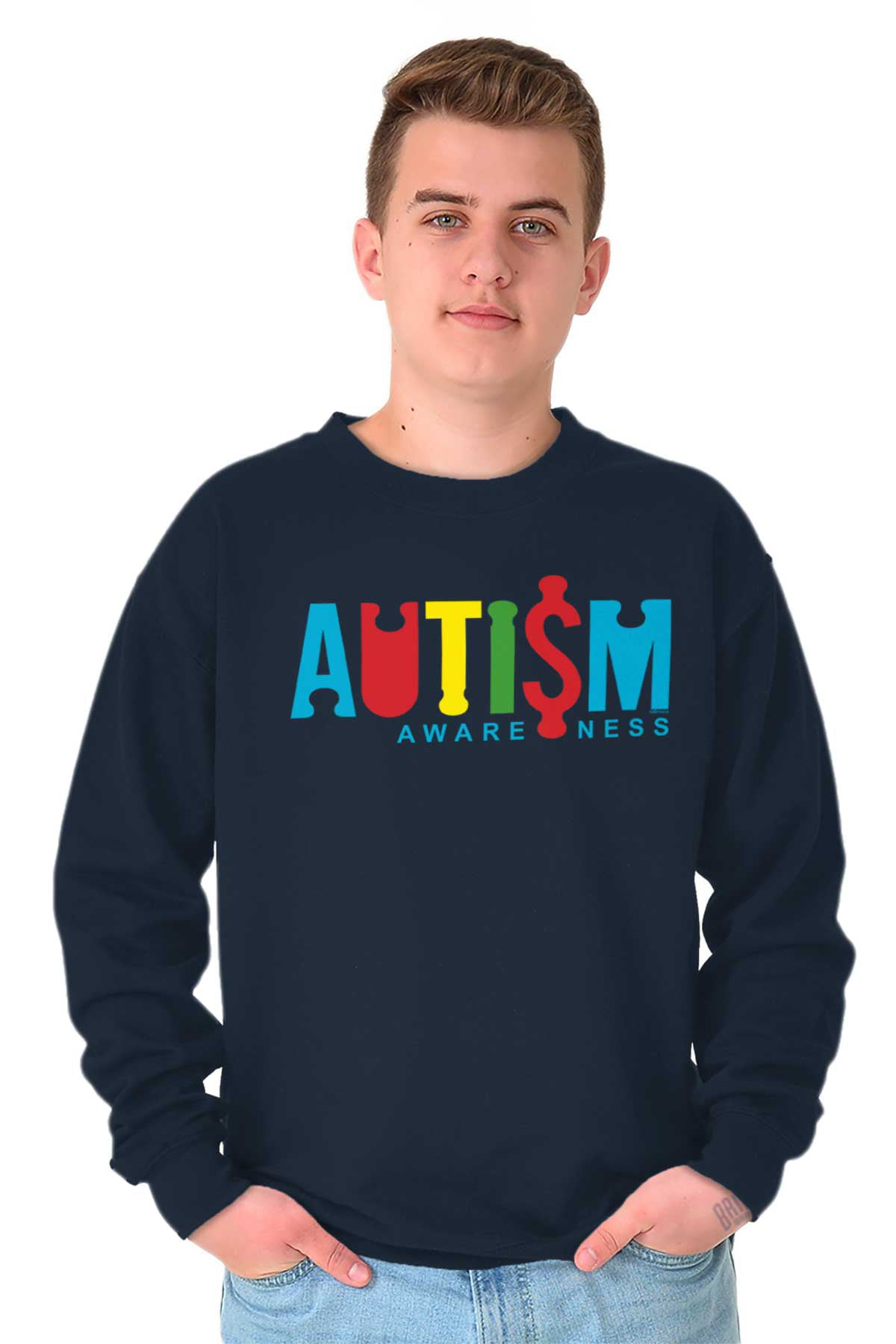AUTISM AWARENESS Crewneck Sweat Shirts Sweatshirts Autism Disability ...