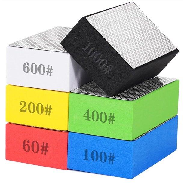 Paquete de 6 Almohadillas para Pulir A Mano con Diamante para Vidrio, Madera, Piedra, Mármol y Cerámica: Grano 60/100/200/400/600/1000