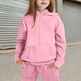 thumbnail image 5 of CAIVO Child Girls Long Sleeve Tops Pants Hooded Pullover And Jogger Pants Outfit Sets Soft Casual Two Piece Comfy Tracksuit Big Kids Youth Toddler Playwear Outfit Sets 9-10 Years, 5 of 9