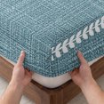 thumbnail image 3 of Twin Sze Fitted Sheet Set - Modern Minimlist 2 Piece Bedding Sets 16" Deep Pocket Fitted Sheet with 1 Pillowcase, Country Simple Vertical Leaf Pattern Blue Brushed Microfiber Hotel Luxury Bed Sheets, 3 of 9