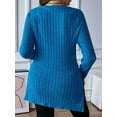 thumbnail image 4 of Women Long Sleeve Shirts Trendy Casual Square Neck Tops Light-Weight Sweaters Royal Blue XXXL, 4 of 5
