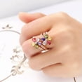 thumbnail image 4 of GKNET 18K Rose Gold Plated Ring Multicolor Zircon Flower Rings Women Wedding Jewelry-8#, 4 of 6