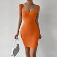thumbnail image 2 of ClodeEU Women's Sleeveless Bodycon Mini Dress,Basic Solid Slim Fit Dress Orange,Women's Plus S, 2 of 8