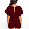 thumbnail image 5 of Baqcunre Women's Solid Color Belted O-Neck Short-Sleeved Romper,Color Red,Size S-XXL, 5 of 7