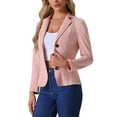 thumbnail image 4 of INSPIRE CHIC Women's Faux Suede Blazer Long Sleeve Lapel Collar Button Jacket XS Pink, 4 of 6