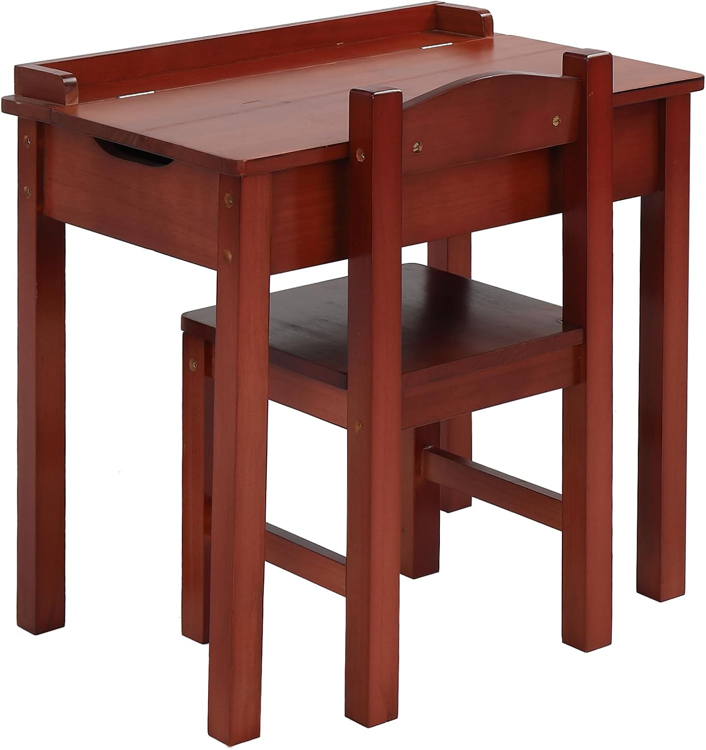 JOYMOR Kids Desk,Wooden Lift-Top Desk and Chair Set, Toddler Table and Chair with Storage for Study & Craft, Brown