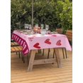 thumbnail image 2 of Outdoor Tablecloth with Umbrella Hole and Zipper, Happy Valentine's Day Rectangle Table Cloth 54x80 Inch Waterproof Tablecloth, Pink Love Hearts Romantic Picnic Table Cover for Patio Camping, 2 of 7