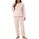 thumbnail image 2 of Conjuntos de pijama de franela de invierno para mujeres INSPIRE CHIC, de manga larga, ropa de estar por casa, XL, estampado de corazones, rosa y blanco, 2 of 7
