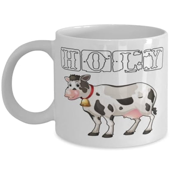 Holy Cow 11 oz Coffee Mug - Farm Animal Gift White Ceramic