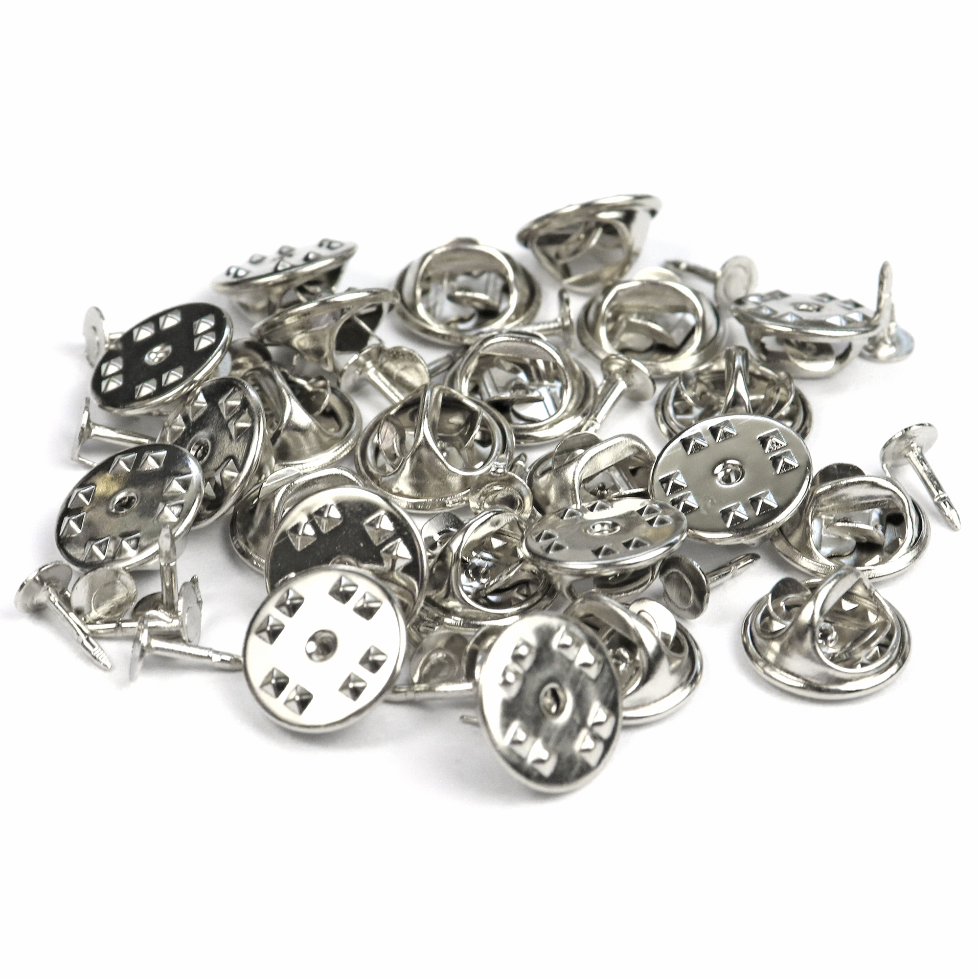 LEISIWEI 100pcs Metal Locking Pin Backs Lapel Pin Clutch Back Scatter Butterfly Clutch Squeeze Badge Holder Jewelry Findings Pin Back