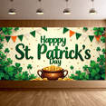thumbnail image 6 of LUUFILx St Patricks Day Banner Happy Decoration Backdrop Party Supplies Clover Background Lucky Props Event Celebration Festive Decor Green Shamrock, 6 of 8