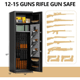 thumbnail image 2 of 12-13 Gun Safe for Rifles and Pistols, Gun Locker Fingerprint, Gun Safe Biometric, Removable Shelf for Rifles Safes, Gun Cabinet Long with Adjustable Shelf, 12"D X 14"W X 57"H, 2 of 9