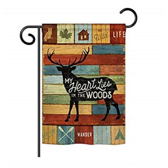 Breeze Decor BD-OU-G-109053-IP-BO-D-US18-WA 13 x 18.5 in. My Heart Lies in the Woods Nature Outdoor Impressions Decorative Vertical Double Sided Garden Flag - Printed USA