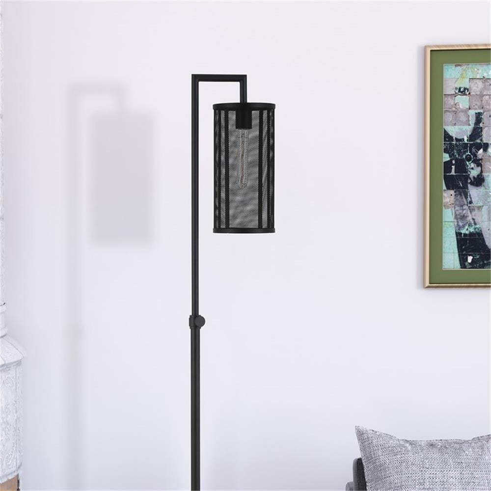 Evelyn&Zoe Industrial Metal Floor Lamp with Metal Mesh Shade