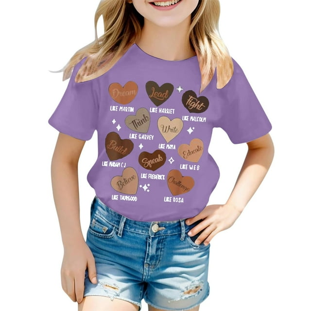 T-shirts Filles Col Rond Imprimé Manches Courtes Hauts Vêtements d'Été pour Filles Vêtements Filles Taille 1-2 Ans Mode Filles