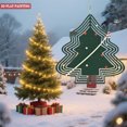 thumbnail image 2 of Stylish Metal Hanging Christmas Tree Wind Spinner - Festive Dark Green Design with White Lines & Colorful Baubles for Garden Decor, 2 of 4