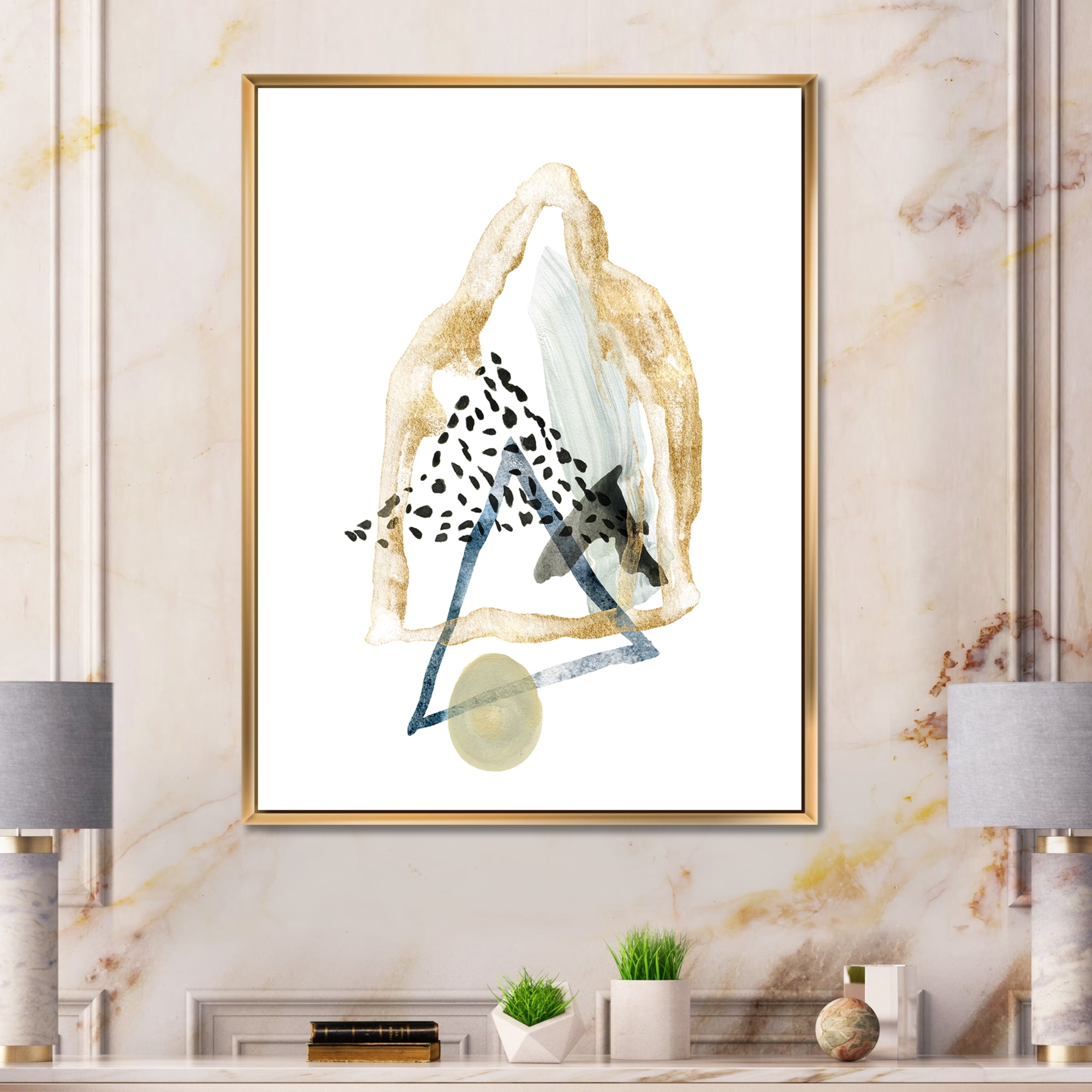 Designart 'Minimalistic Landscape of Moon With Mountains I' Modern Framed Canvas Wall Art Print