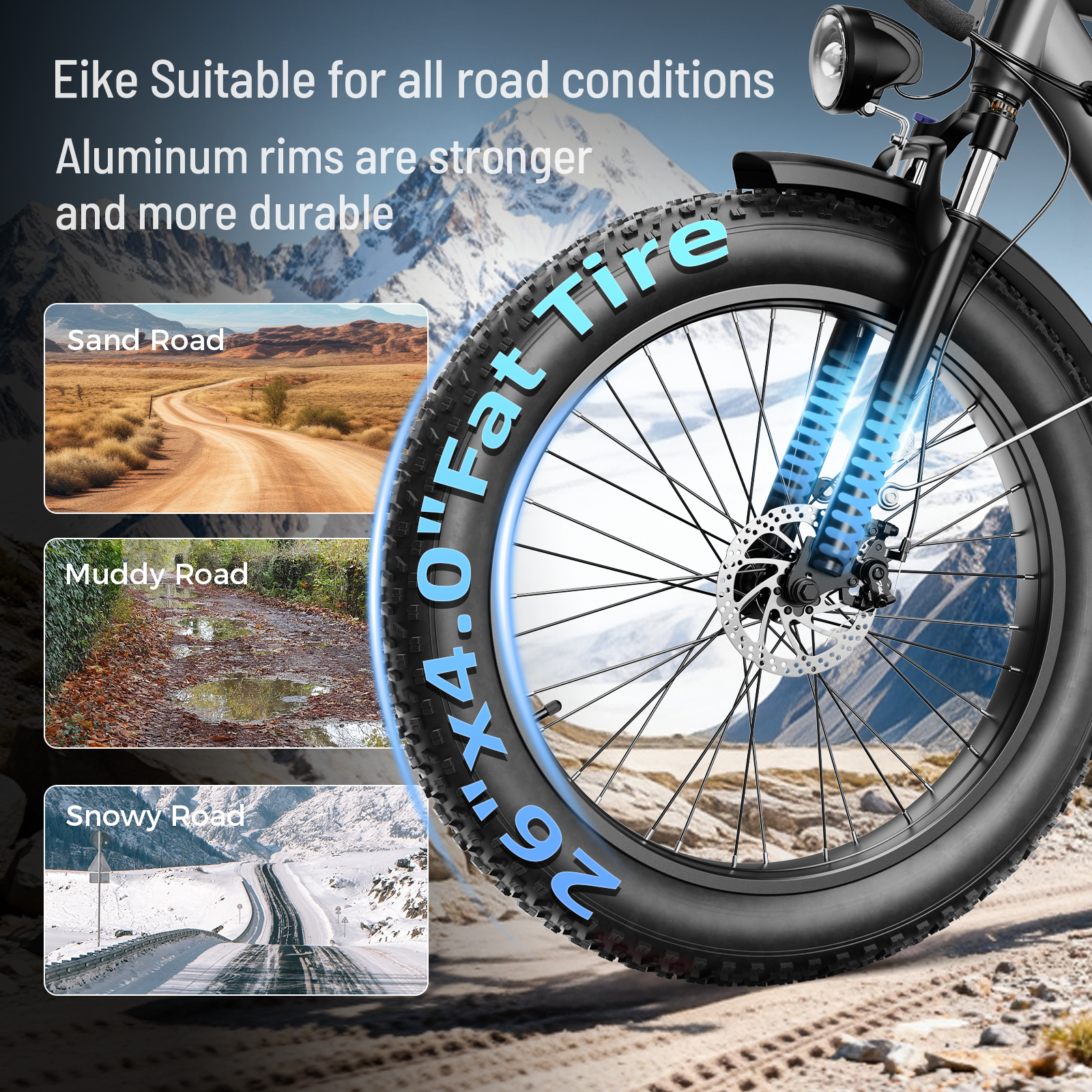 YareYi 26" Fat Tire Electric Bike, 750W, 48V 15Ah photo 4