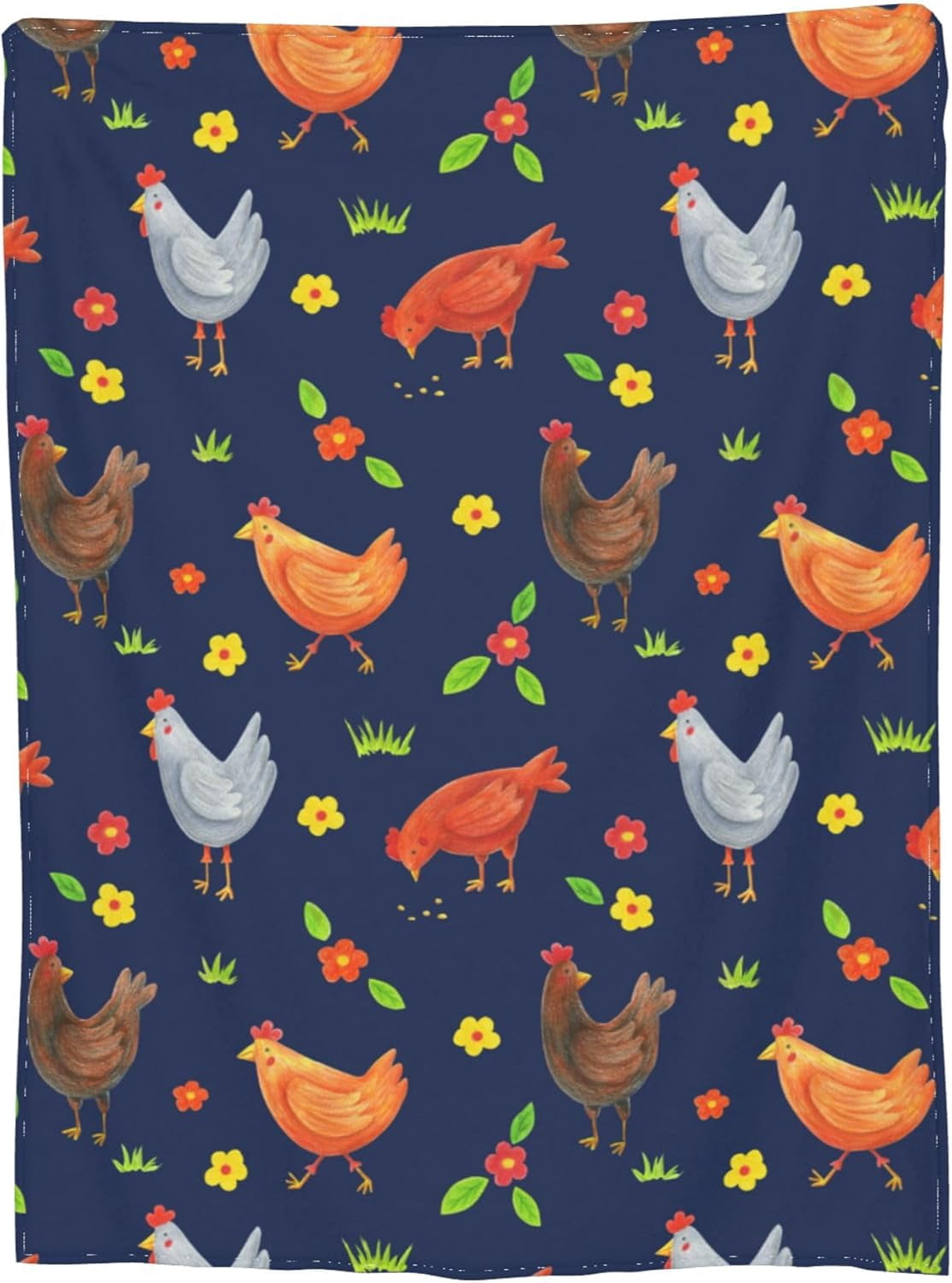 Chicken Blanket Gifts for Kids Adults for Bed Living Room Bedding Couch Soft Warm Lightweight Cozy Cute Embroidery Rooster and Sunflowers Throw Blankets Birthday Decor 50x60in All Seasons