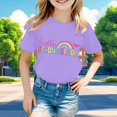 thumbnail image 2 of Curuila Children Girls Tops Fashionable Casual Letter Print Crew Neck Short Sleeved T Shirt For Childrens Back To School Season Purple Size 8-9 Years, 2 of 4