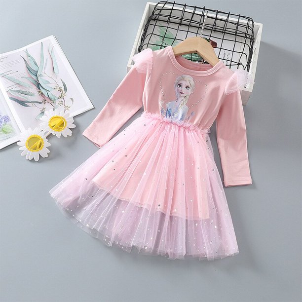 Vestidos de princesa para niñas con mangas voladoras Ropa para niños Frozen Elsa Vestidos de fiesta para bebés Niños Rh Vestido de verano zhangmengya unisex