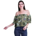 thumbnail image 1 of Moomaya Haut Court Imprimé pour Femmes à Épaules Dénudées, Manches à Volants, Vêtement d'Été, Blouse Bohème, 1 of 5