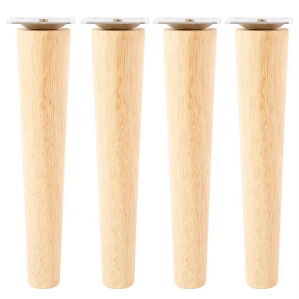 4 Piezas de Patas de Muebles de Madera Maciza, Patas de Mesa Rectas, Patas de Silla Antideslizantes, Accesorios de Repuesto de 20 cm