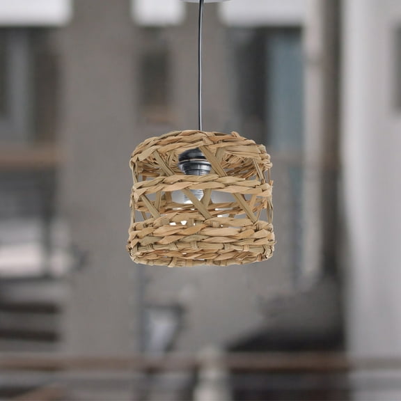 KAKOWELY Small Straw Lamp Shades Brown 1Pcs for Pendant Lamp in Farmhouse Style