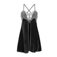 thumbnail image 4 of OSFVNOXV Velvet Chemise Nightgowns for Women Halter Backless Lace Nightdress A-Line Mini Sleep Dress, 4 of 4