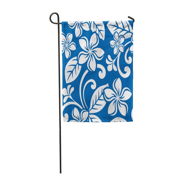 POGLIP Blue Hawaiian Island Plumeria Pattern Flower Hawaii Floral Frangipani Tropical A Garden Flag Decorative Flag House Banner 28x40 inch