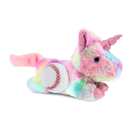 DolliBu Sunday Rainbow Unicorn Stuffed Animal with Baseball Plush - Soft Huggable Unicorn, Playtime Plush Toy, Cute Fantasy Gift, Super Soft Plush Doll Animal Toy for Kids and Adults - 10.5 Inches