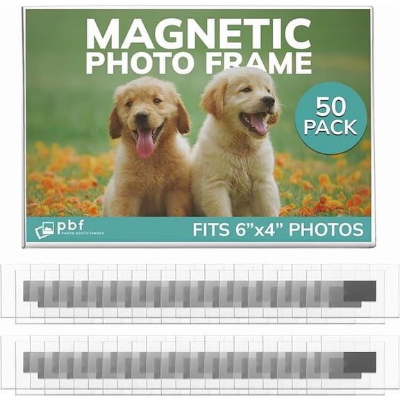 pbf 6x4 Magnetic Picture Frames for Refrigerator | 6 x 4 Clear Magnetic Acrylic Frames | Magnetic Photo Holders for Fridge, Locker, Photo Board, Art Display, Sign Holder (50-Pack)