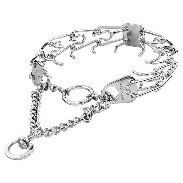 Collar Herm Sprenger cromado con forma de pinza, púa o pinza para perros pequeños