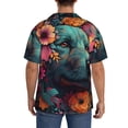 thumbnail image 3 of Sikiie Colorful Flower Dog A Men's Wrinkle Free Untucked Cuban Shirt Business Casual Button Down Shirts Short Sleeve Shirt4X-Large, 3 of 5