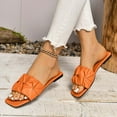 thumbnail image 3 of THDHVS Womens Sandals Comfortable,Womens Sandals,Women's Fashion Casual Pleated One-Strap Spring and Summer Breathable Flat Slippers Orange 7, 3 of 6