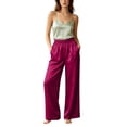 thumbnail image 6 of CHGBMOK Plus Size Satin Casual Pants for Women High Waisted Straight Leg Lounge Pants Drawstring Loose Trouser with Pockets, 6 of 9