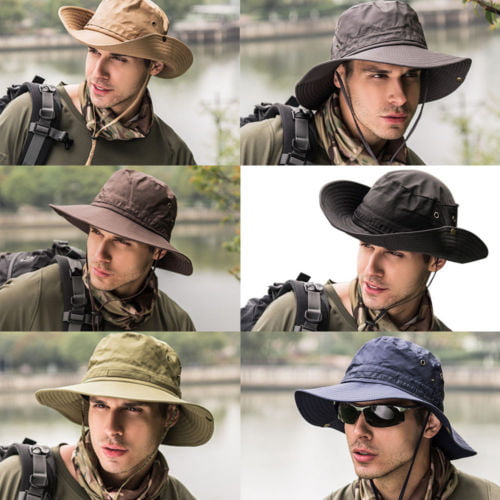 Wangsaura New Bucket Hat Boonie Hunting Fishing Outdoor Men Cap Sun Hat Fisherman?s Hat Gray One Size