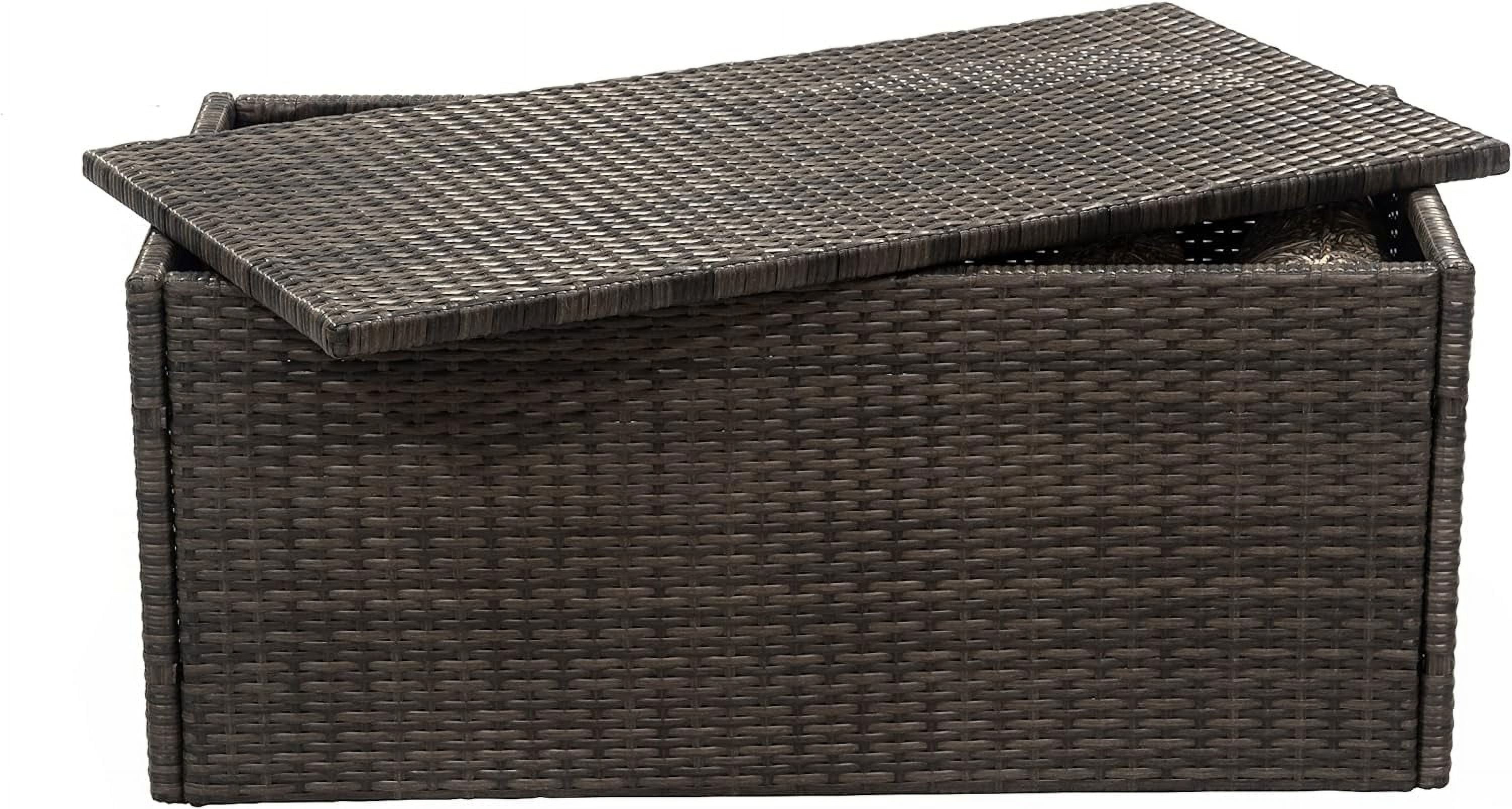 D&F Design Jackson Indoor & Outdoor PE Wicker Coffee Table with Storage, Patio Resin Rattan for Furniture Covers, Pillow, Toys and Gardening Tools Grey (Brownish Grey)